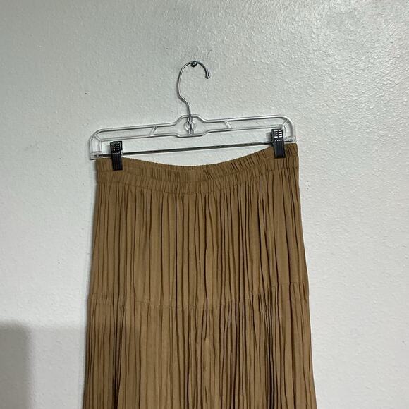 Banjo Tan Vintage Pleated Maxi Skirt Sz M - Picture 7 of 12